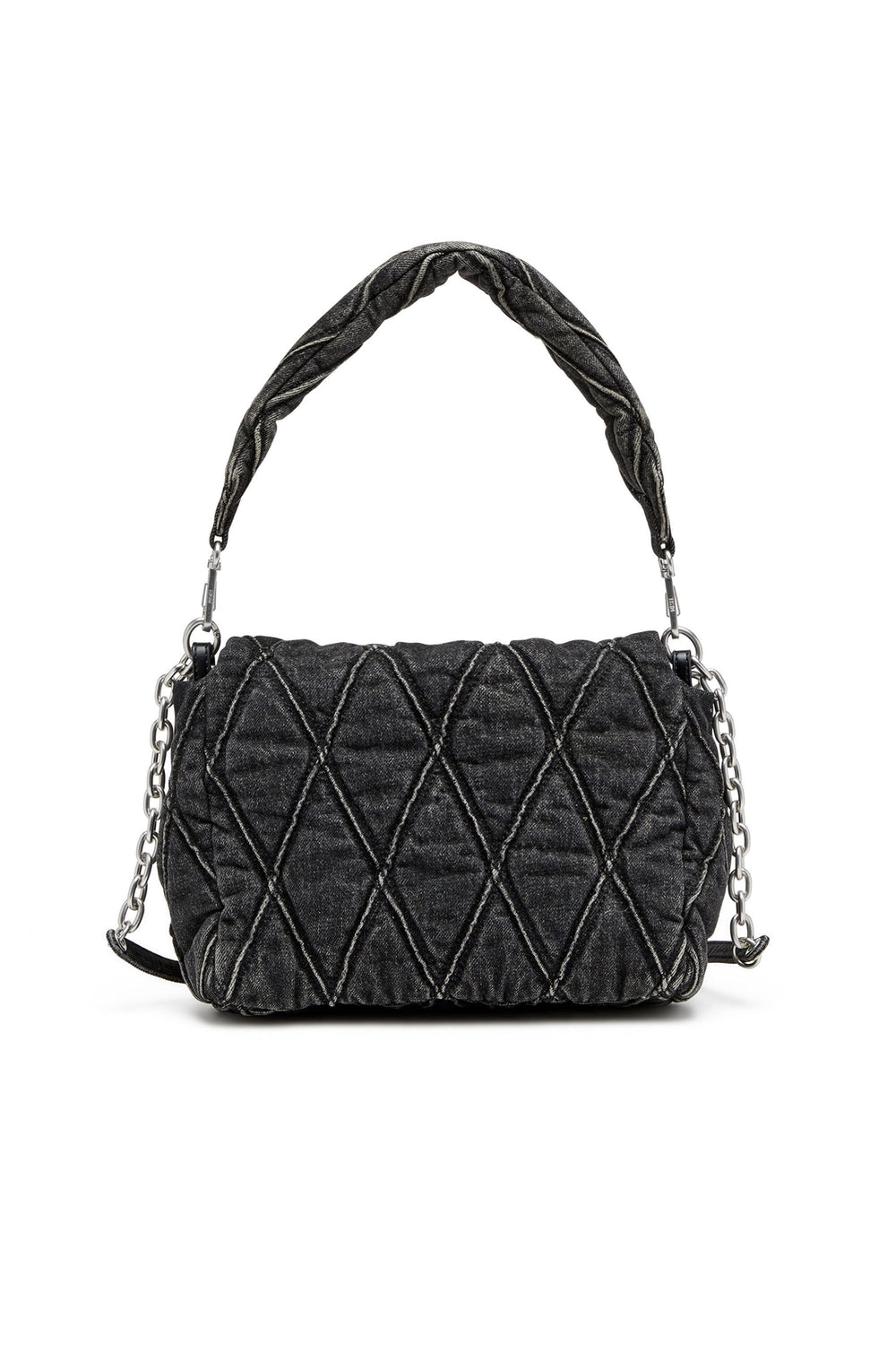 Women's Charm-D Shoulder M bag in quilted Denim Black