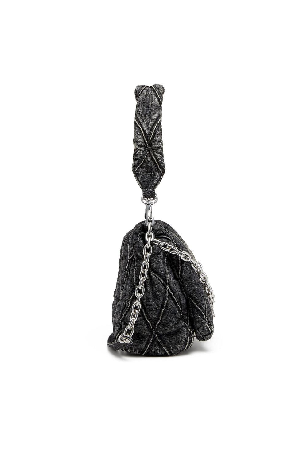 Women's Charm-D Shoulder M bag in quilted Denim Black