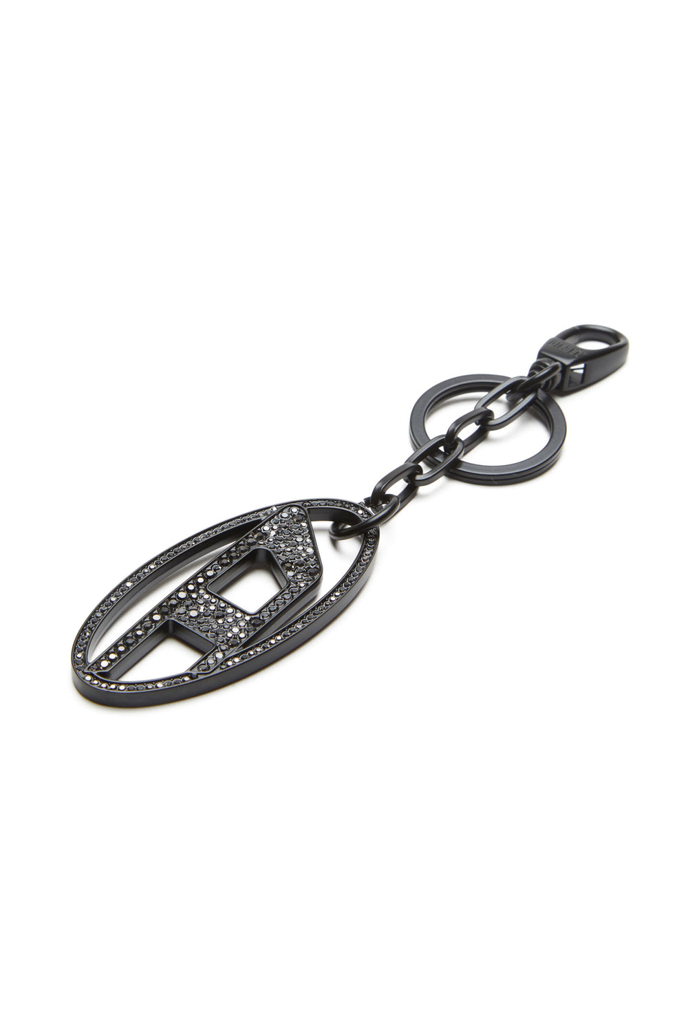 Women's Metal Oval D keyring with crystals Silver