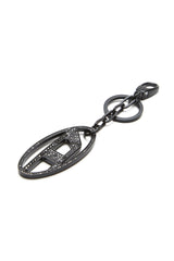 Women's Metal Oval D keyring with crystals Silver