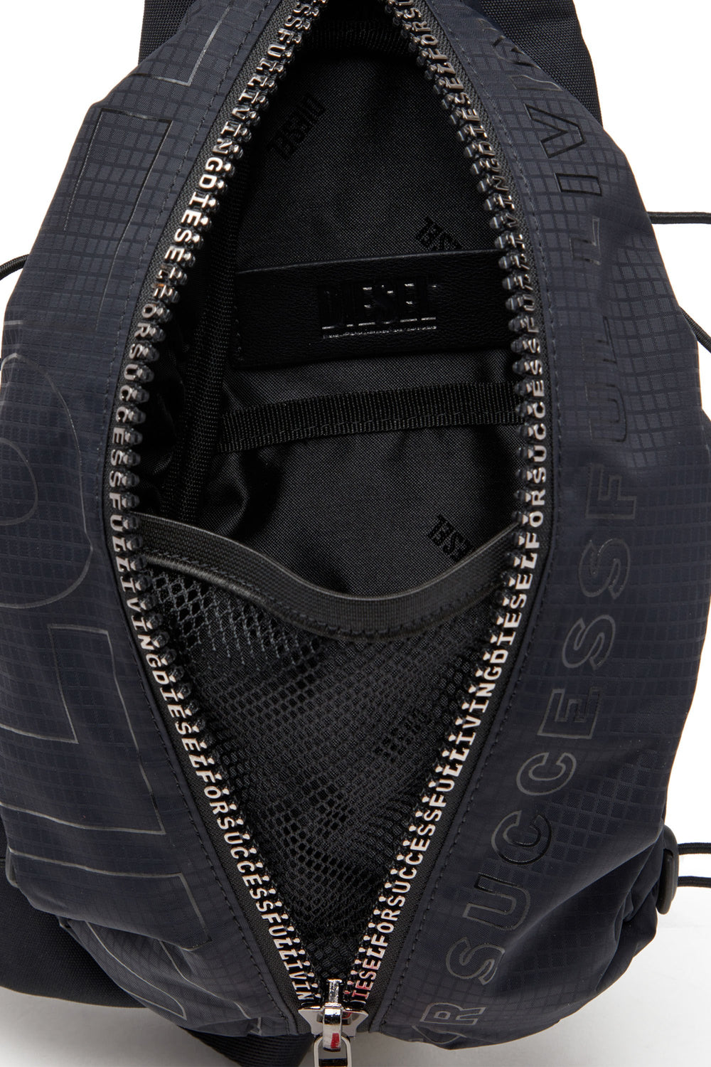 Men's Zip-D-Sling bag in check-jacquard shell Black
