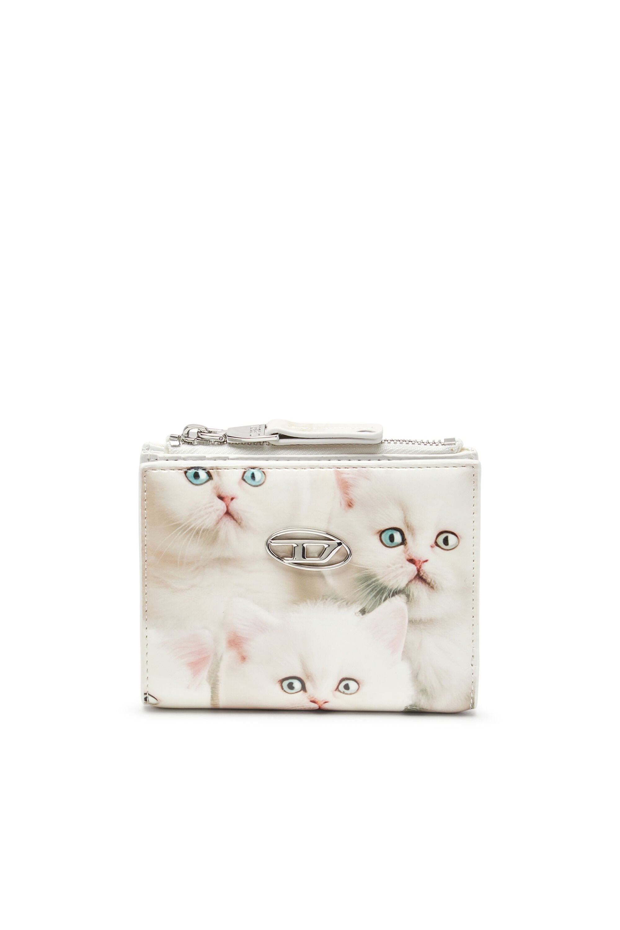 Women's Small wallet in printed glossy PU White