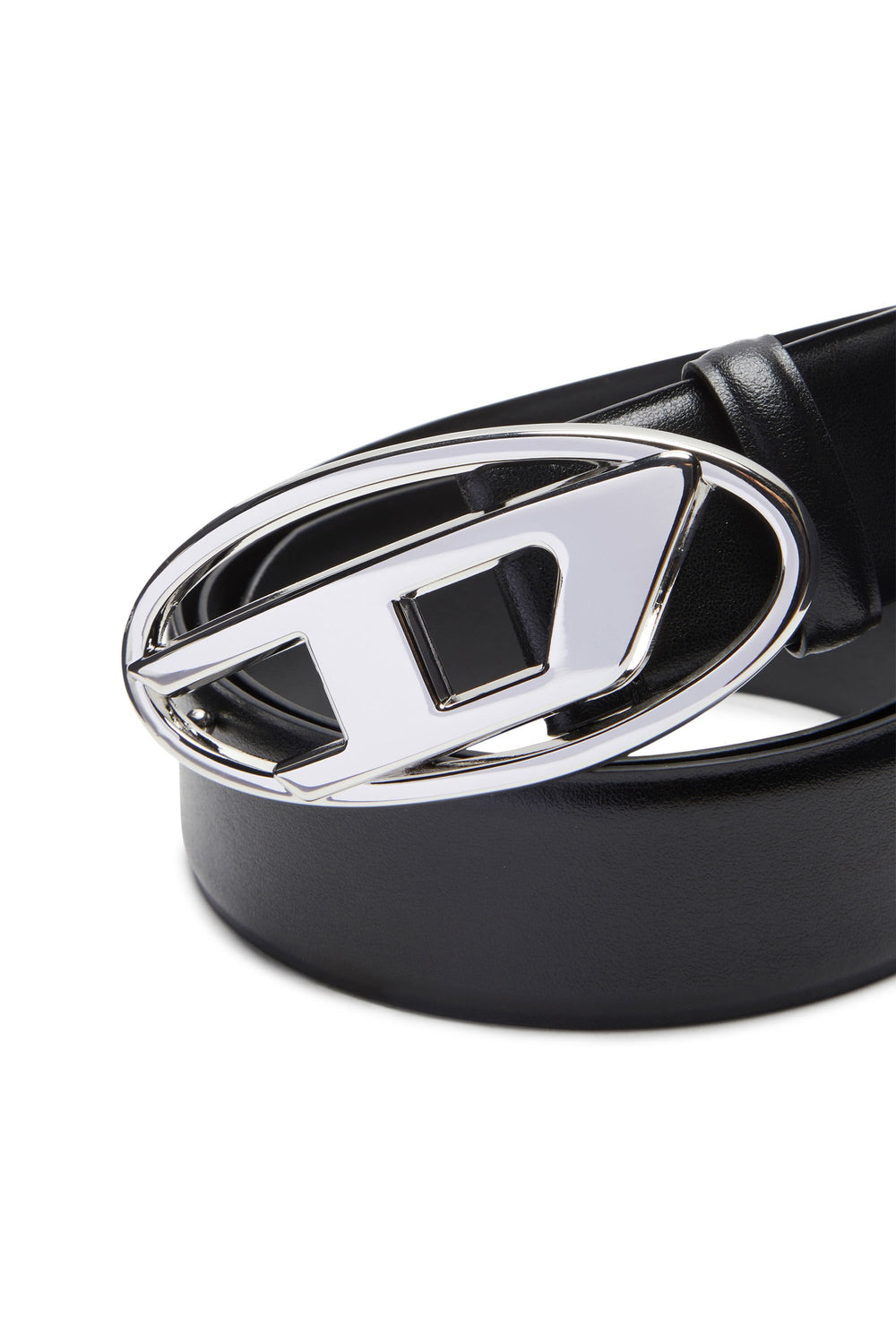 Men's 4cm Leather belt with Oval D buckle Black