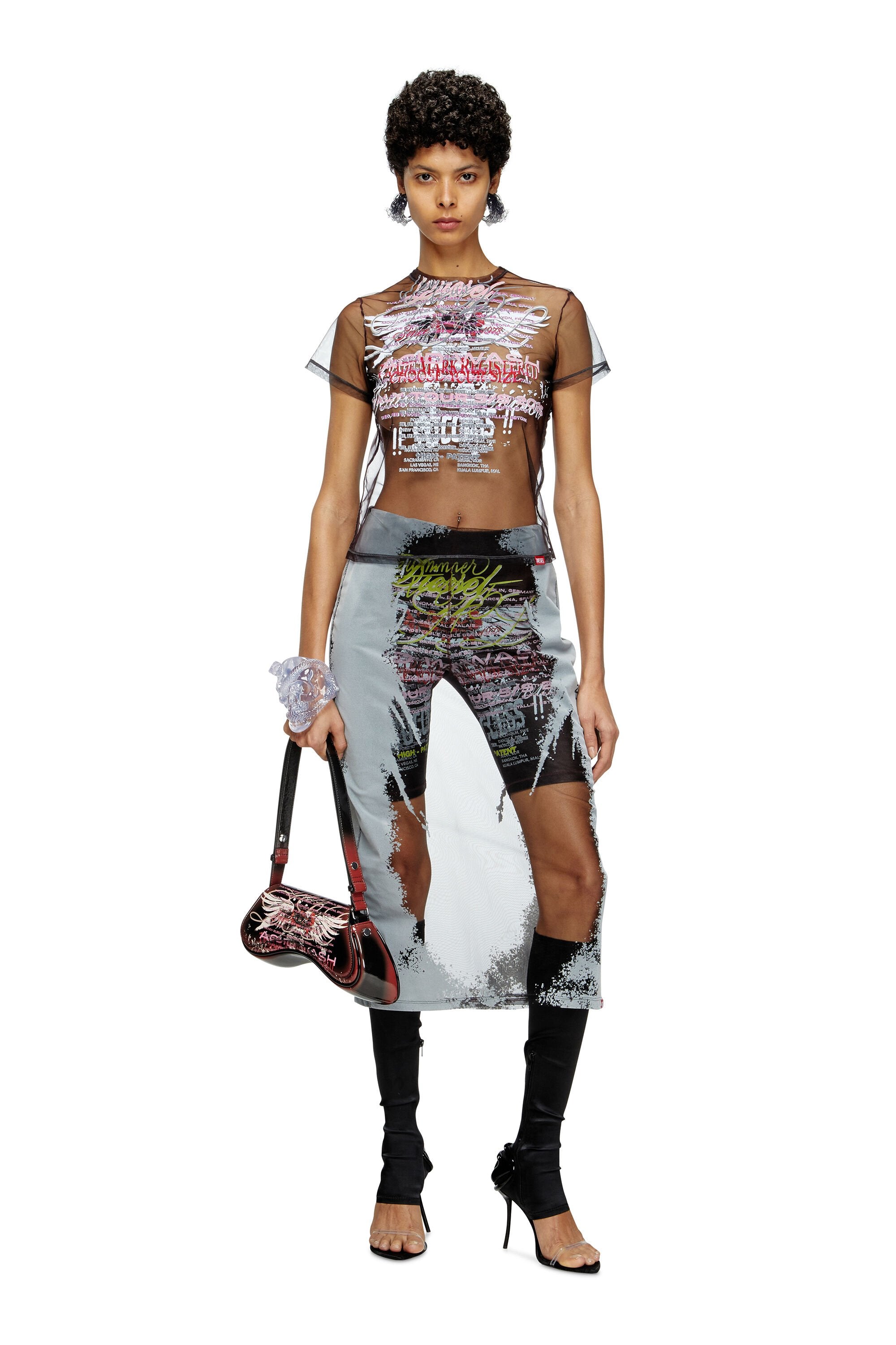 Women's Play-Shoulder bag in printed glossy PU Multicolor