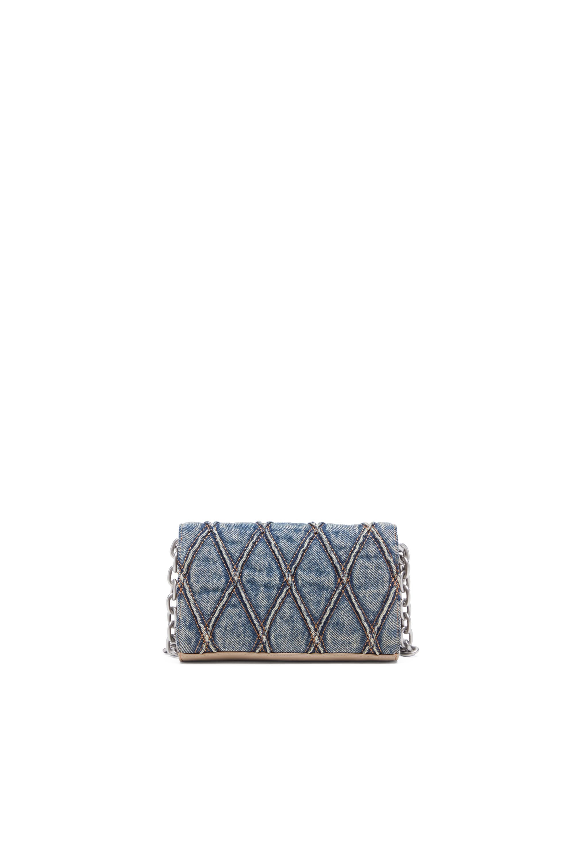 Women's Wallet purse in argyle quilted denim Blue