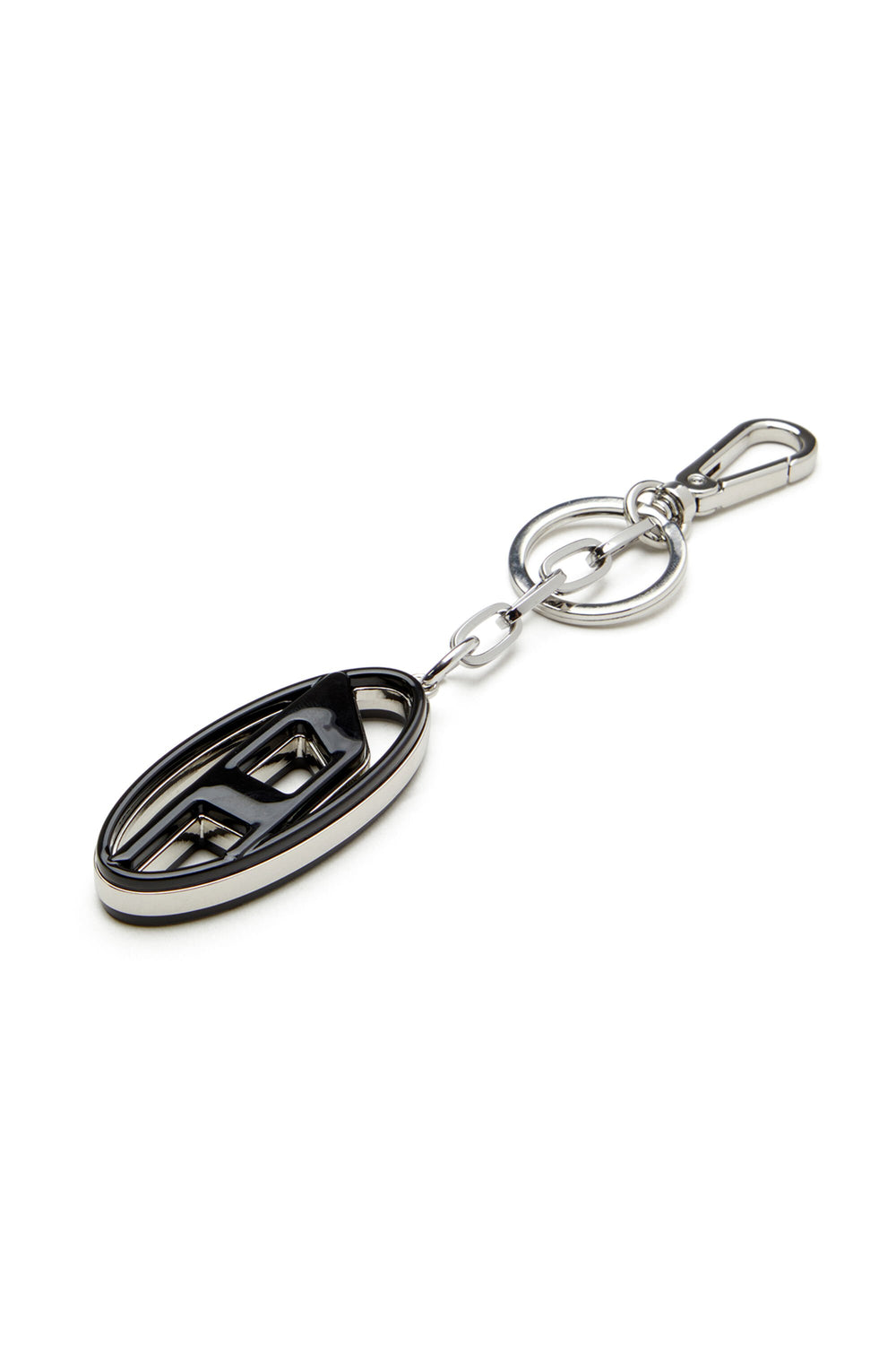 Men's Metal and resin Oval D keyring Black