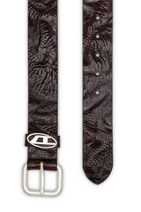 Women's 3.9cm logo-plaque wrinkled leather belt Black
