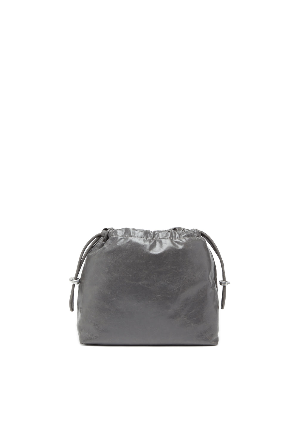 Women's Scrunch-D-Bucket bag in shiny wrinkled leather Black