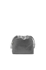 Women's Scrunch-D-Bucket bag in shiny wrinkled leather Black