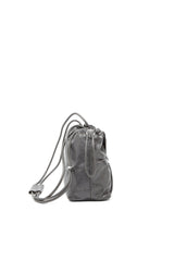 Women's Scrunch-D-Bucket bag in shiny wrinkled leather Black