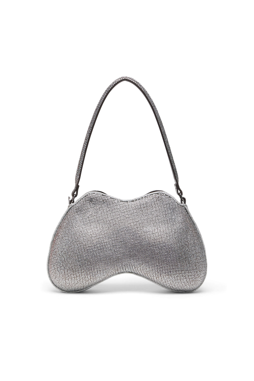 Women's Double-D-Shoulder bag with all-over crystals Silver
