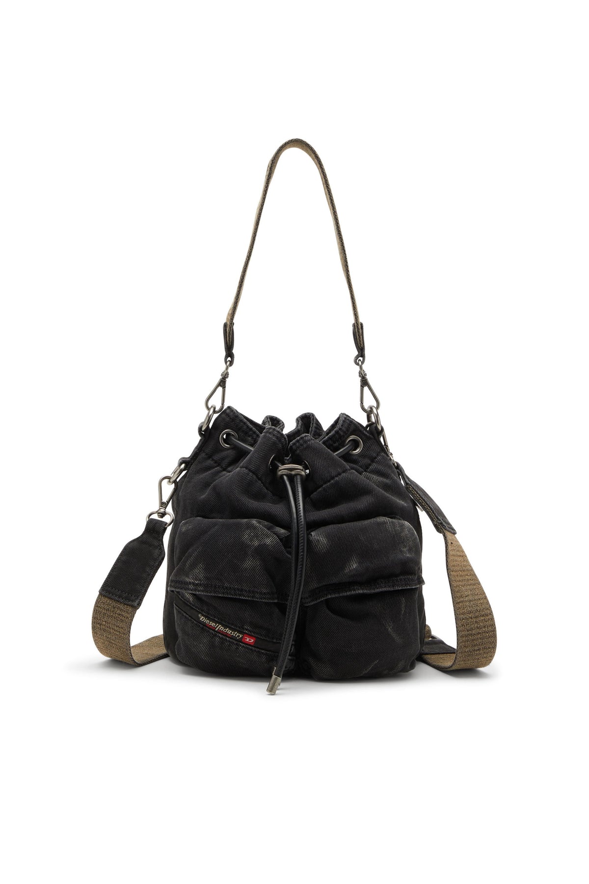 Women's Multi-Pkts-Multipocket bucket bag in washed denim Black