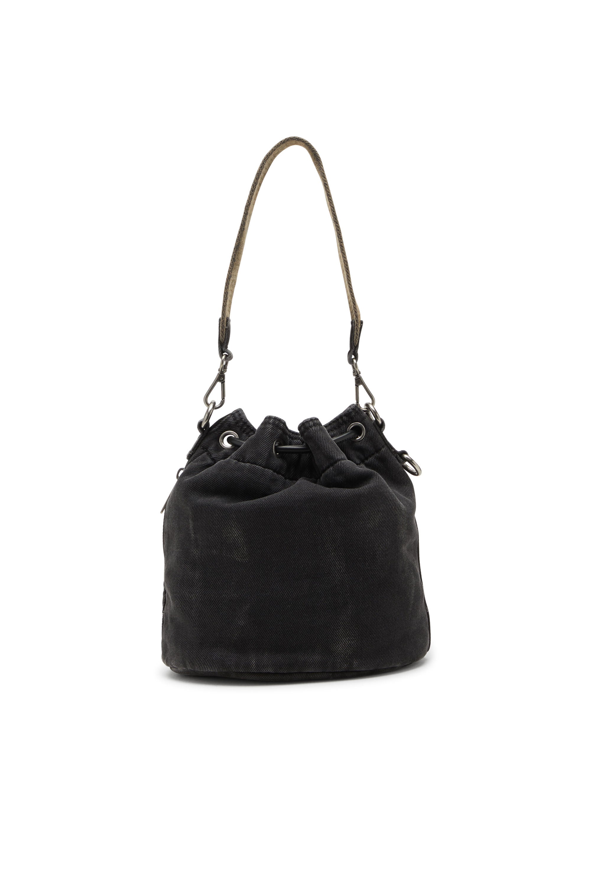 Women's Multi-Pkts-Multipocket bucket bag in washed denim Black