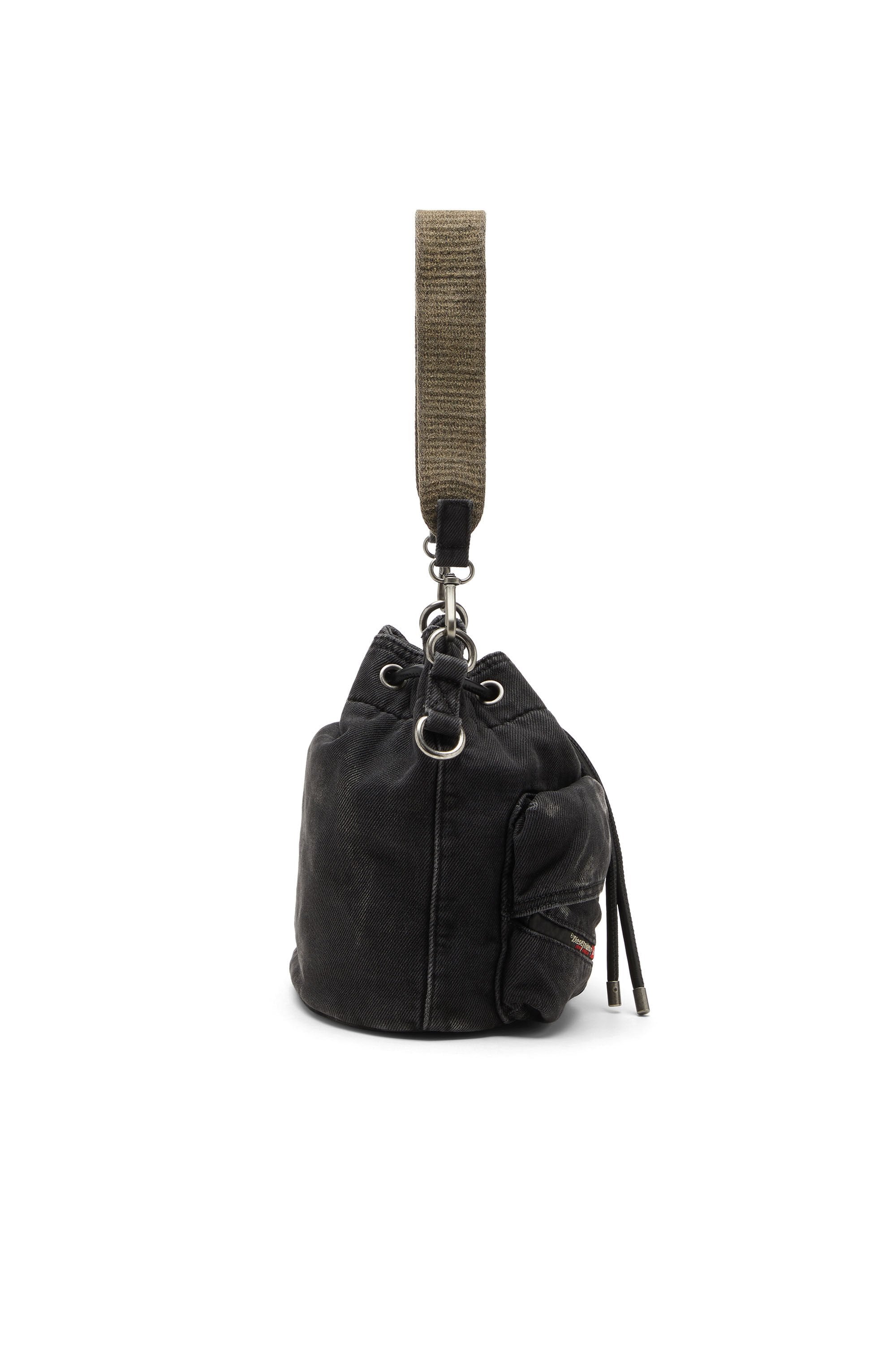 Women's Multi-Pkts-Multipocket bucket bag in washed denim Black
