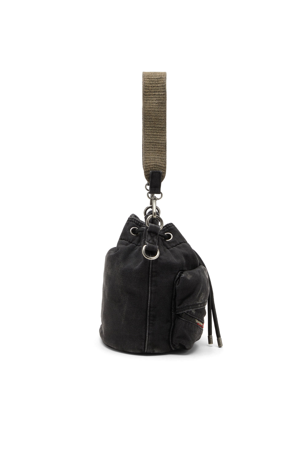 Women's Multi-Pkts-Multipocket bucket bag in washed denim Black