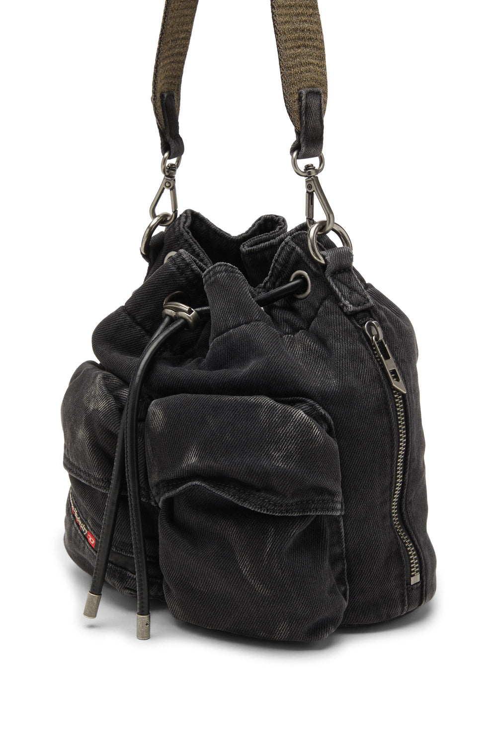 Women's Multi-Pkts-Multipocket bucket bag in washed denim Black