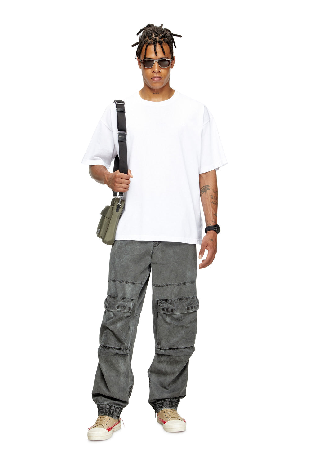 Women's Multi-Pkts-Crossbody bag in utilitarian shell Green