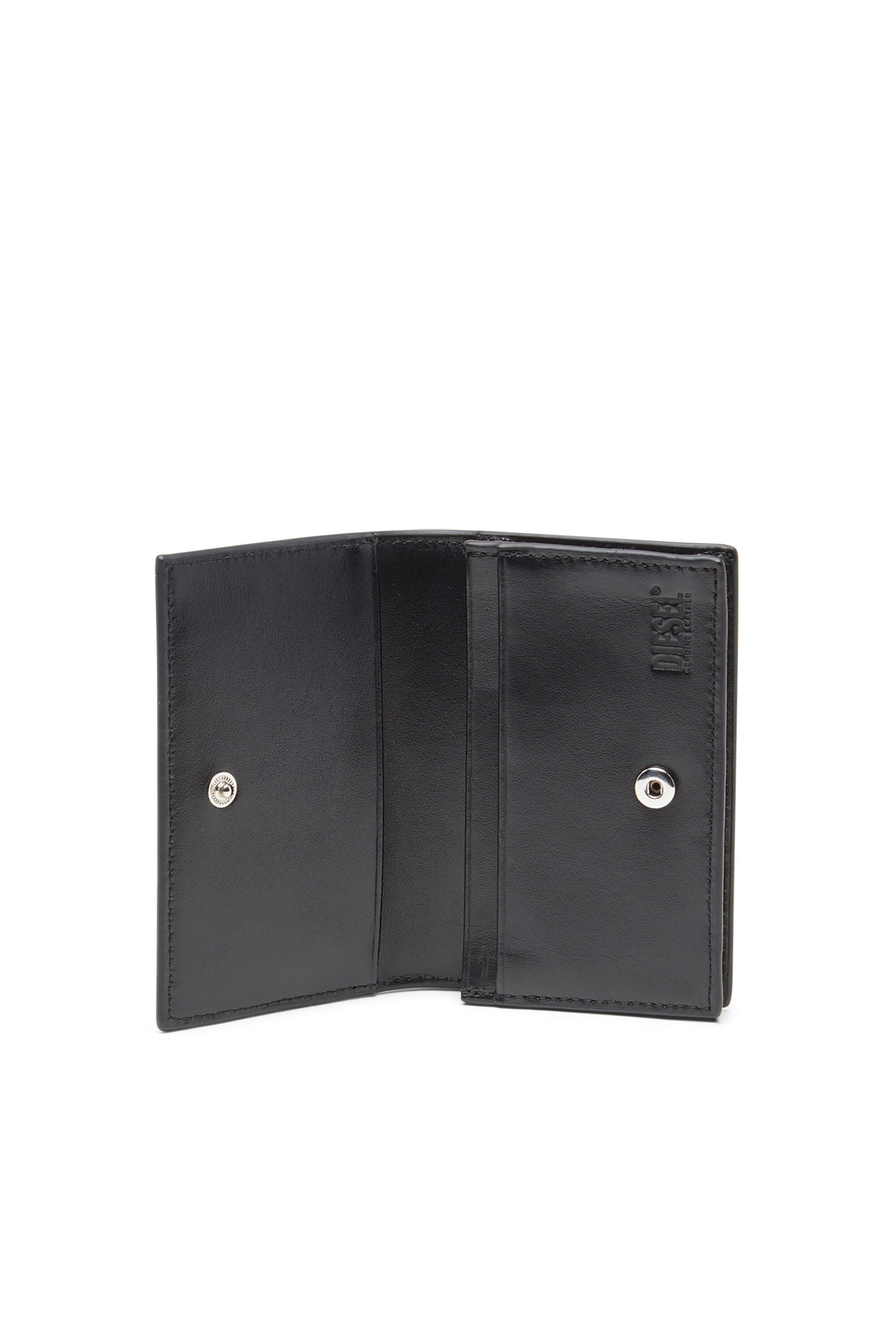 Women's Leather card holder with enamelled Oval D Black