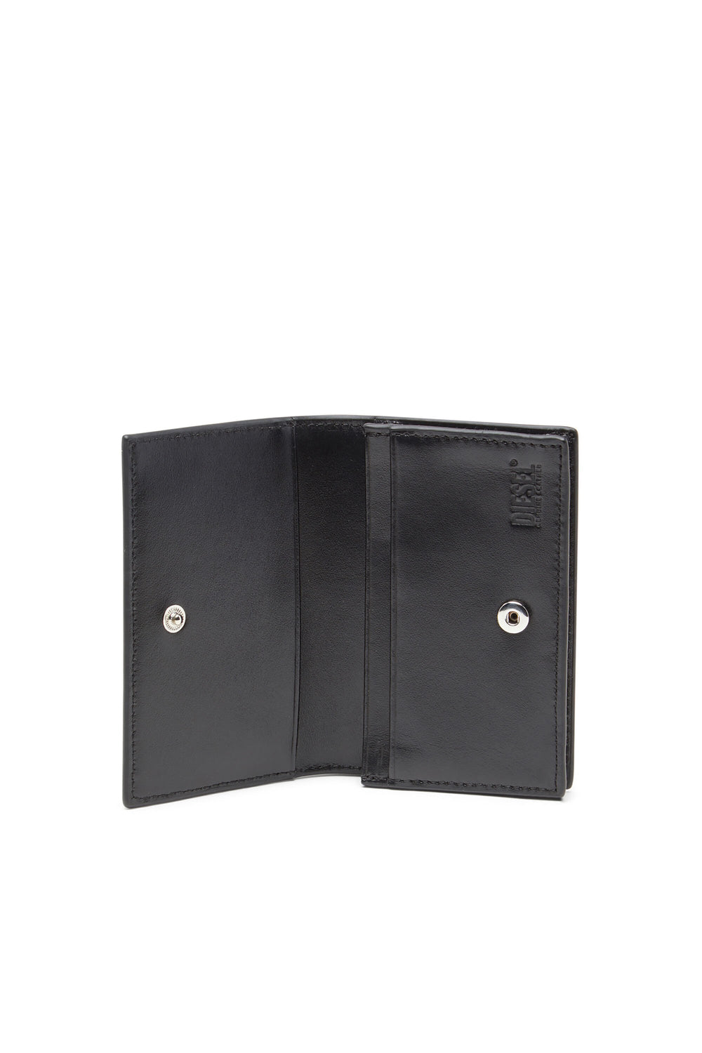 Women's Leather card holder with enamelled Oval D Black