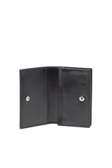 Women's Leather card holder with enamelled Oval D Black