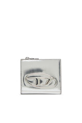 Women's Bi-fold card holder in mirrored leather Silver