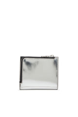Women's Bi-fold card holder in mirrored leather Silver