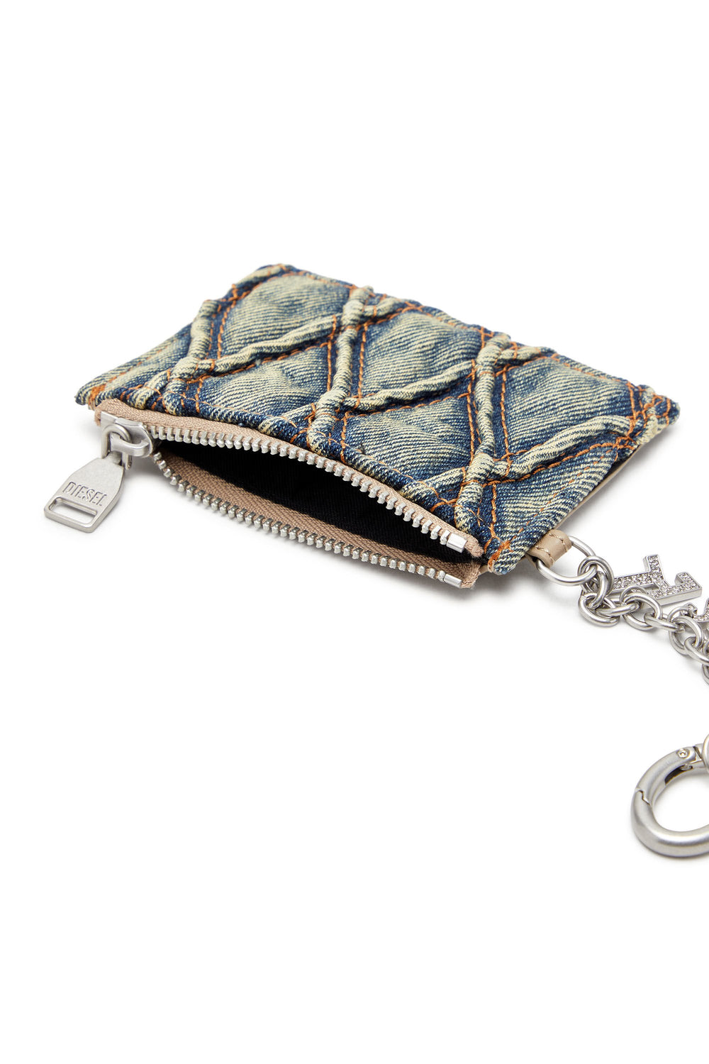 Women's Card holder in argyle quilted denim Blue