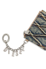 Women's Card holder in argyle quilted denim Blue
