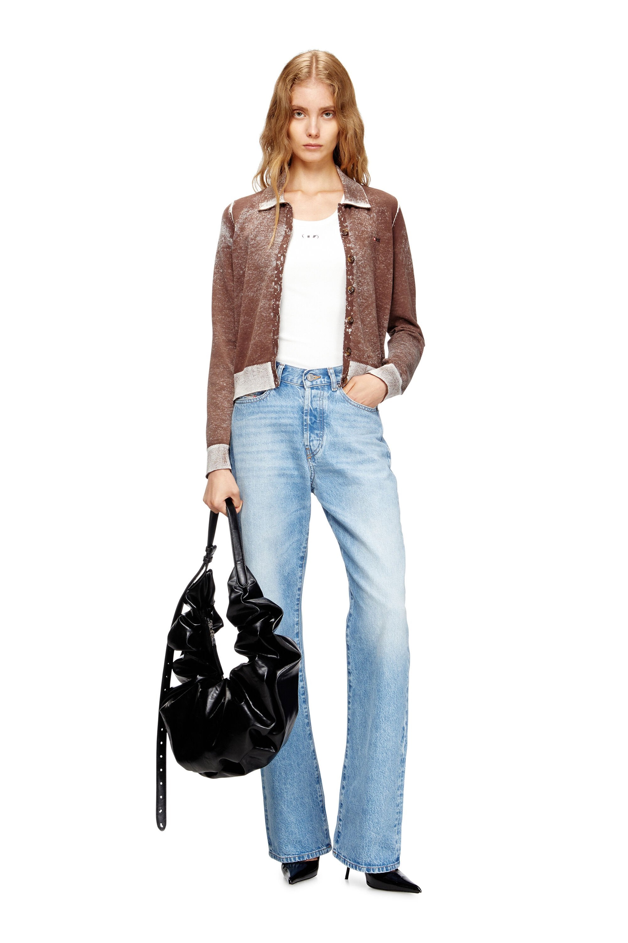 Women's Grab-D L-Large scrunched hobo bag in shiny PU Black