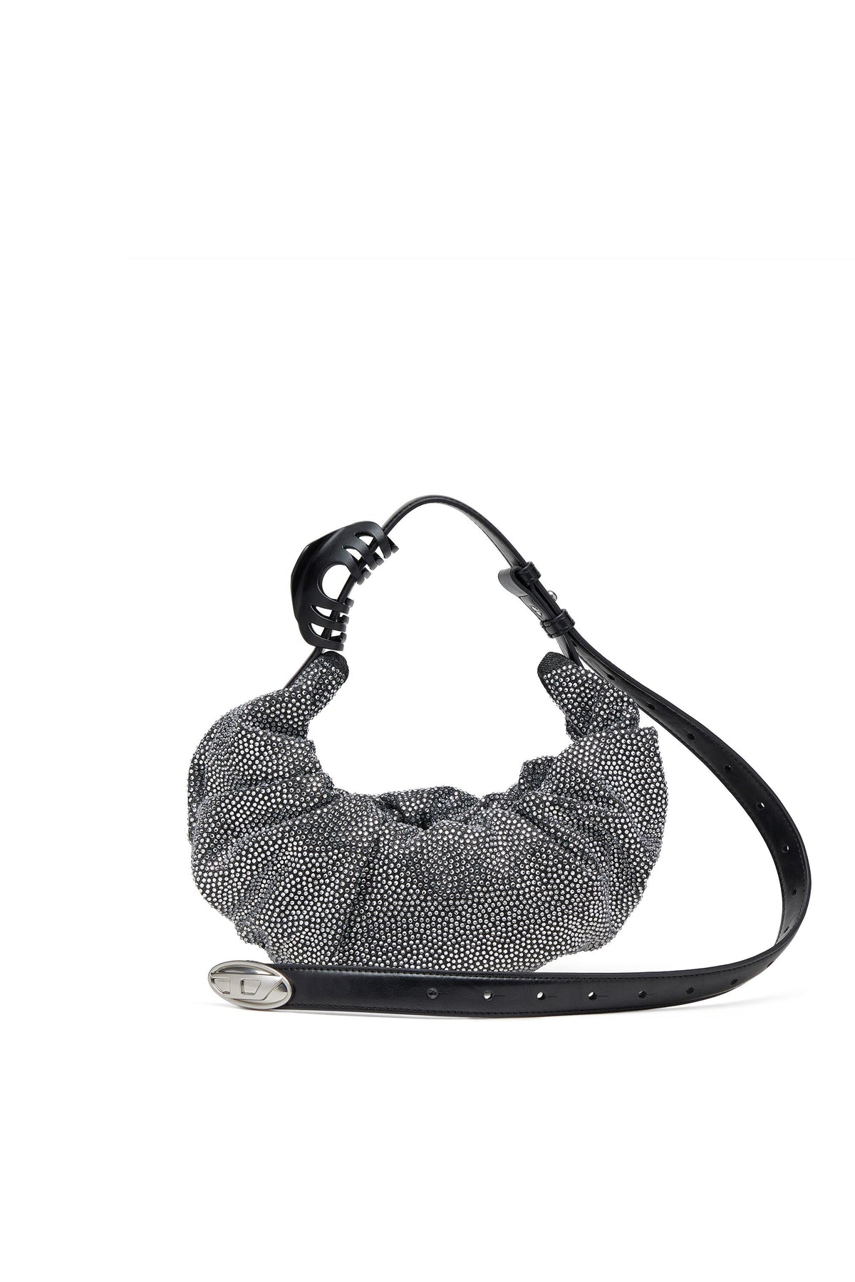 Women's Grab-D S-Small scrunched hobo bag in crystal denim Black