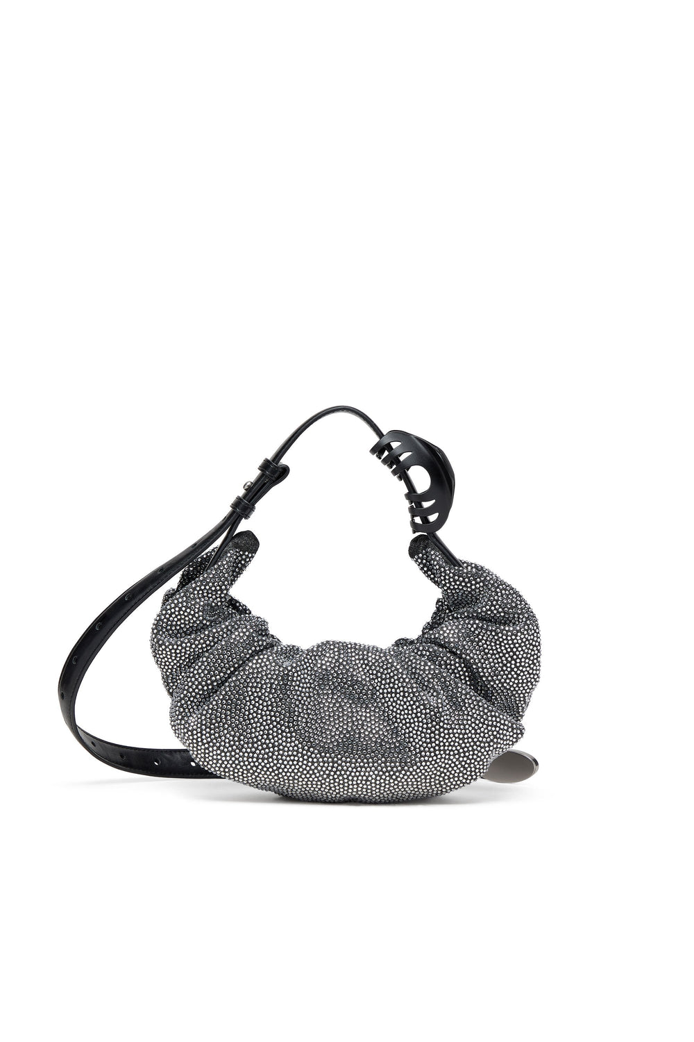 Women's Grab-D S-Small scrunched hobo bag in crystal denim Black