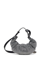 Women's Grab-D S-Small scrunched hobo bag in crystal denim Black