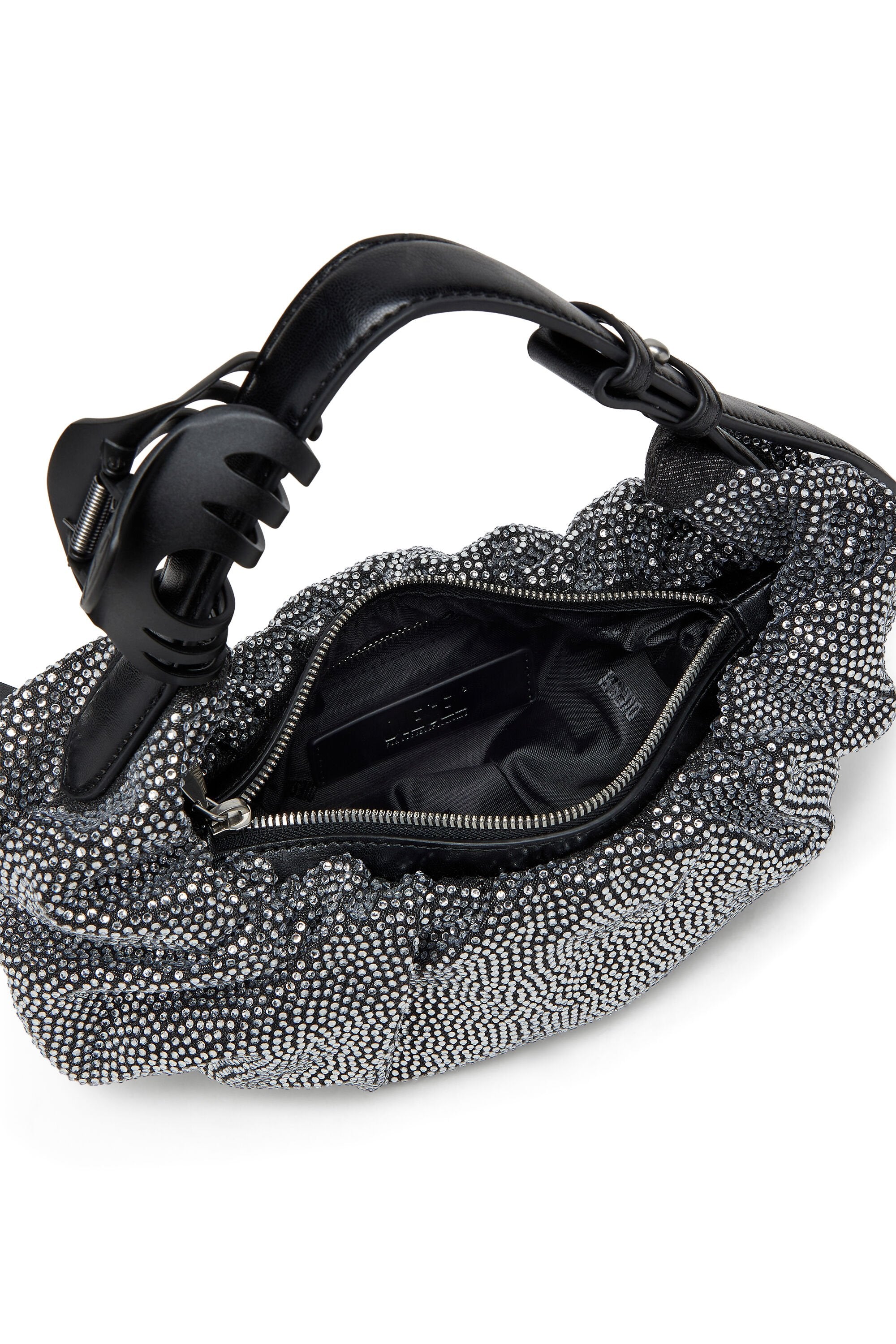 Women's Grab-D S-Small scrunched hobo bag in crystal denim Black
