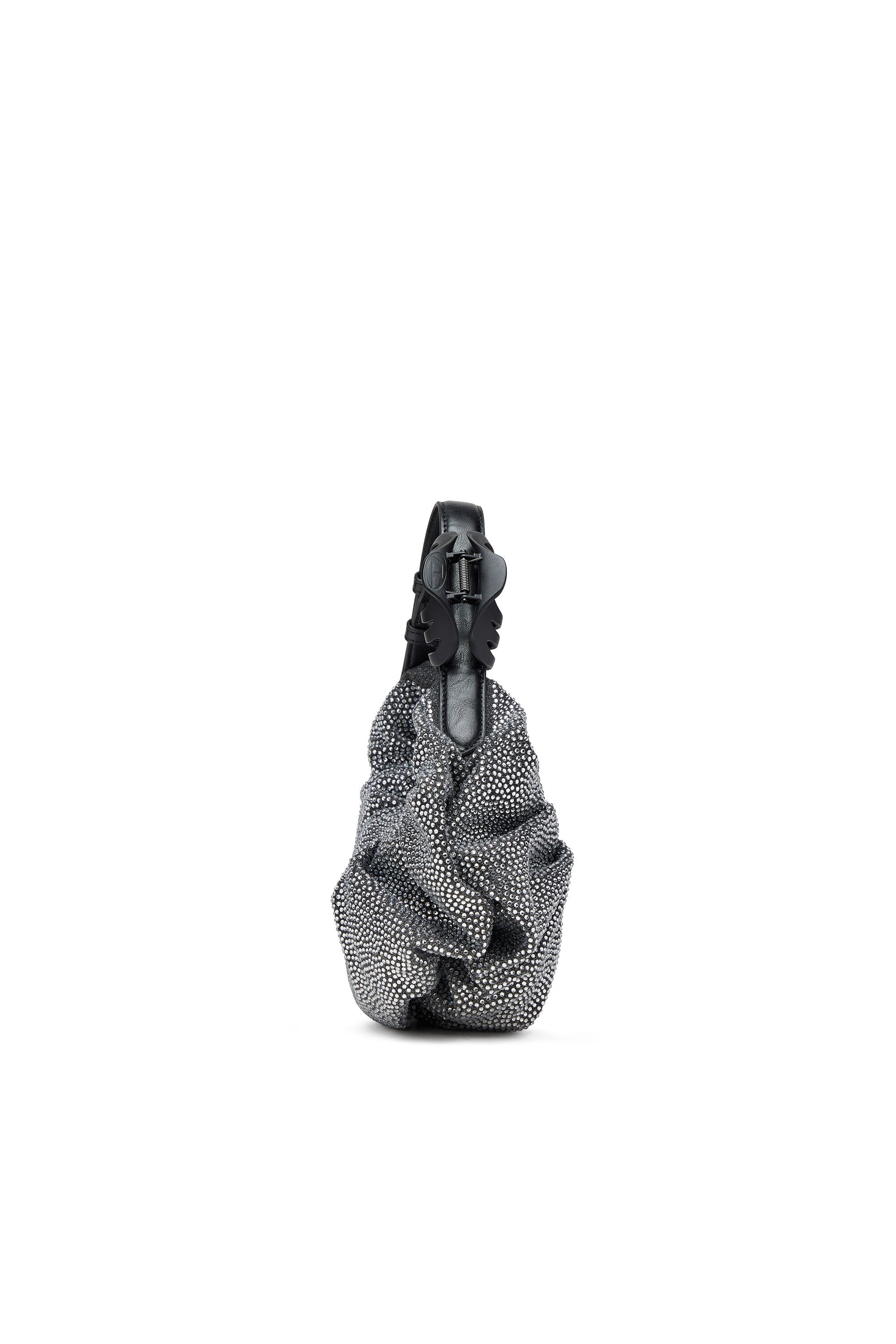 Women's Grab-D S-Small scrunched hobo bag in crystal denim Black