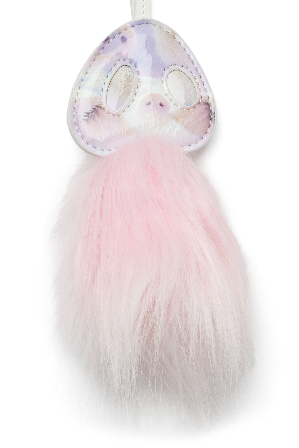 Women's Pig's snout bag charm with fluffy detail Pink