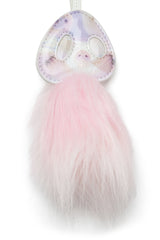 Women's Pig's snout bag charm with fluffy detail Pink