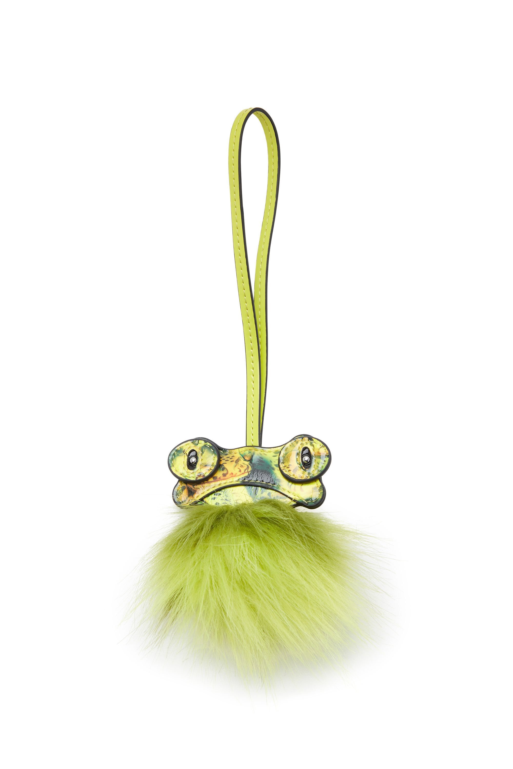 Women's Frog bag charm with fluffy tail Green