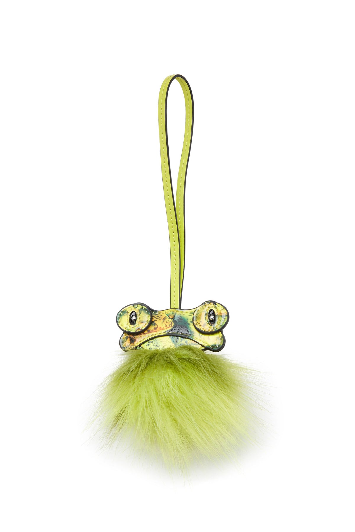 Women's Frog bag charm with fluffy tail Green