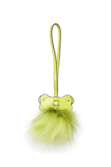 Women's Frog bag charm with fluffy tail Green