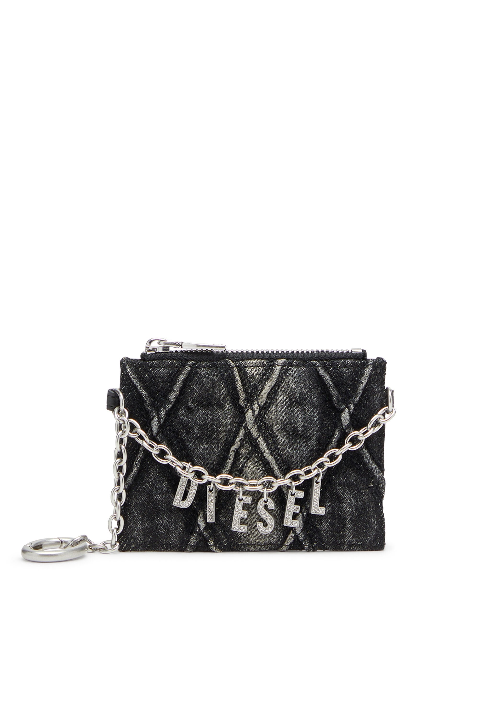 Women's Card holder with chain and zip coin pocket Grey