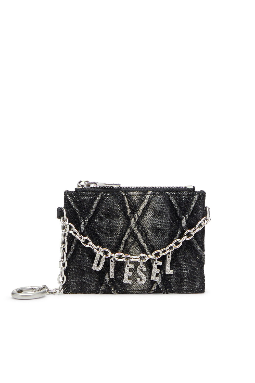 Women's Card holder with chain and zip coin pocket Grey