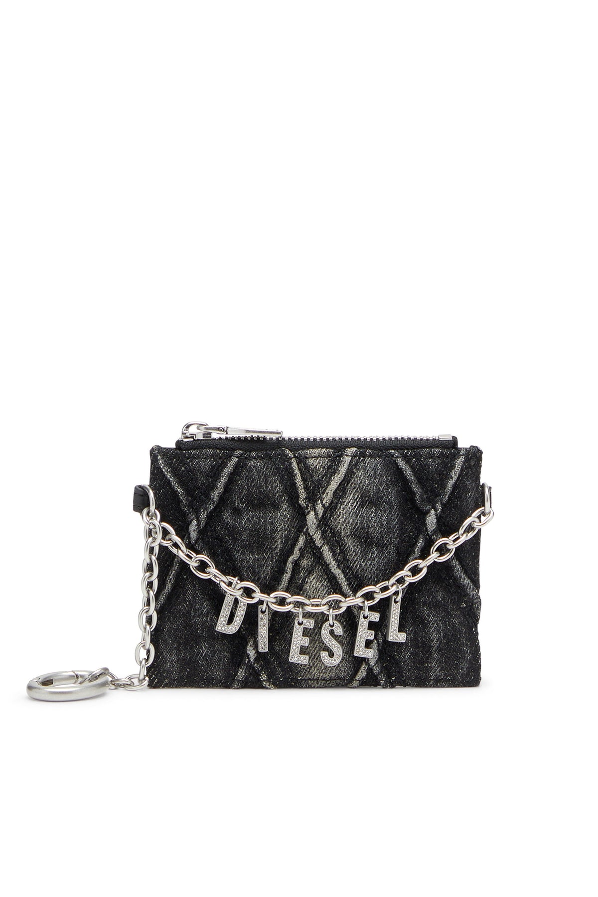 Women's Card holder with chain and zip coin pocket Grey