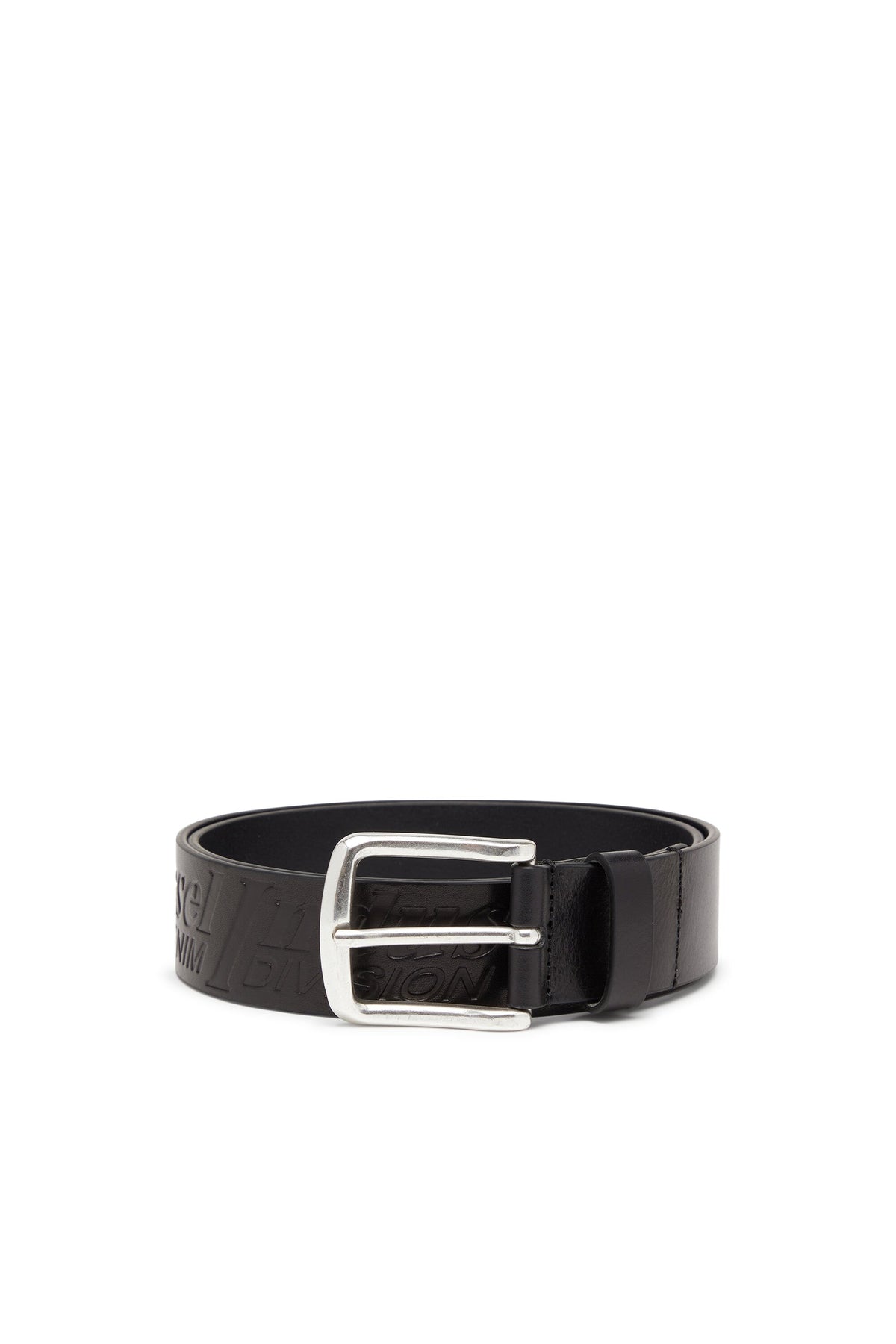 Men's 4 cm leather belt with engraved logo Black
