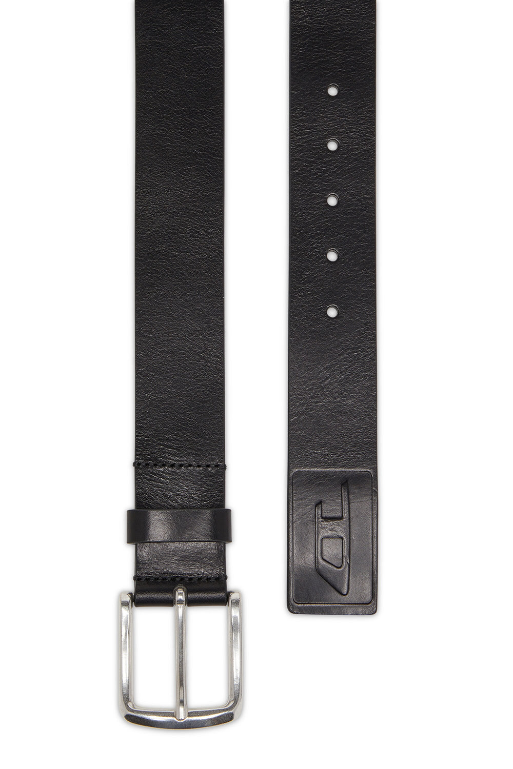 Men's 4 cm leather belt with engraved logo Black