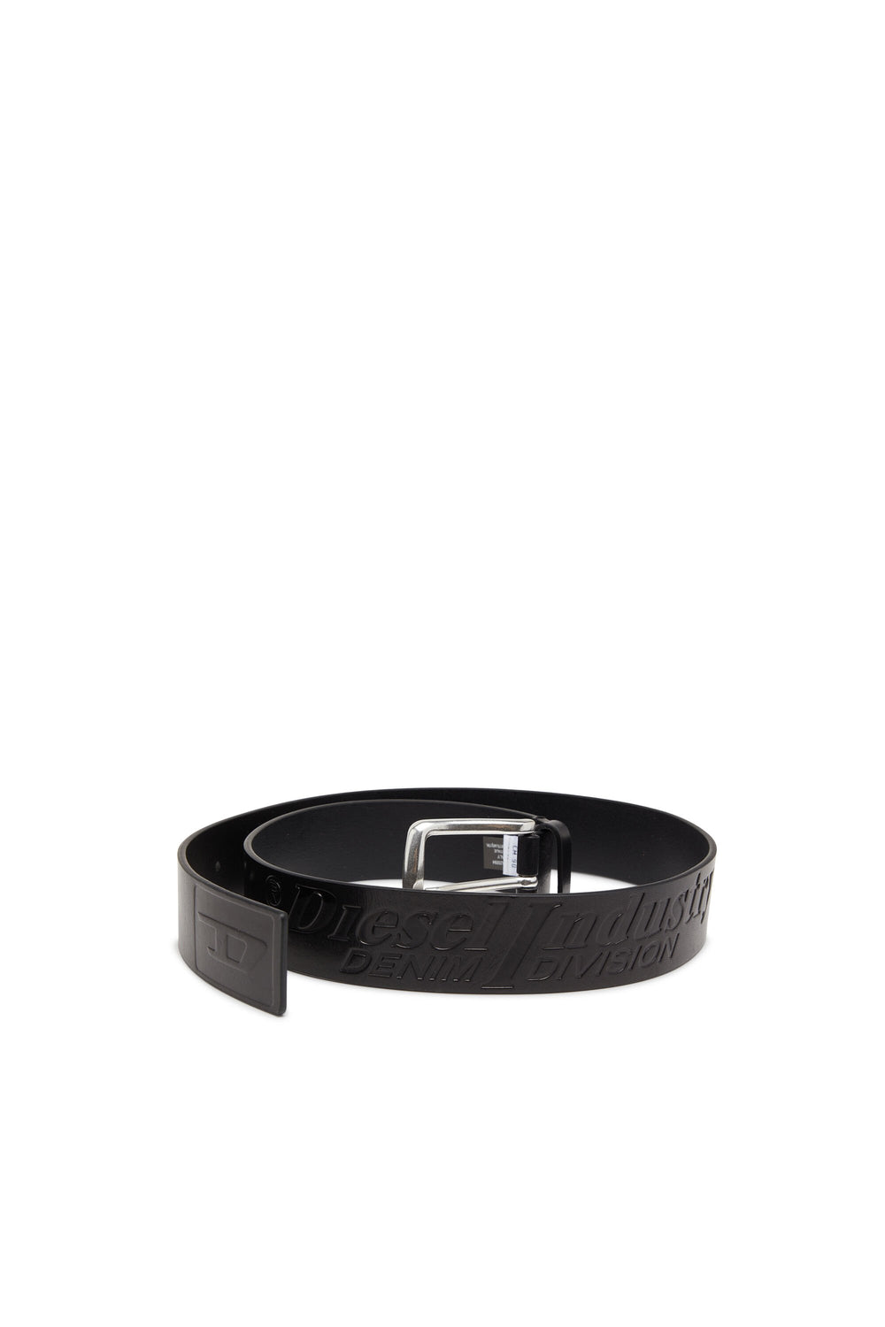 Men's 4 cm leather belt with engraved logo Black