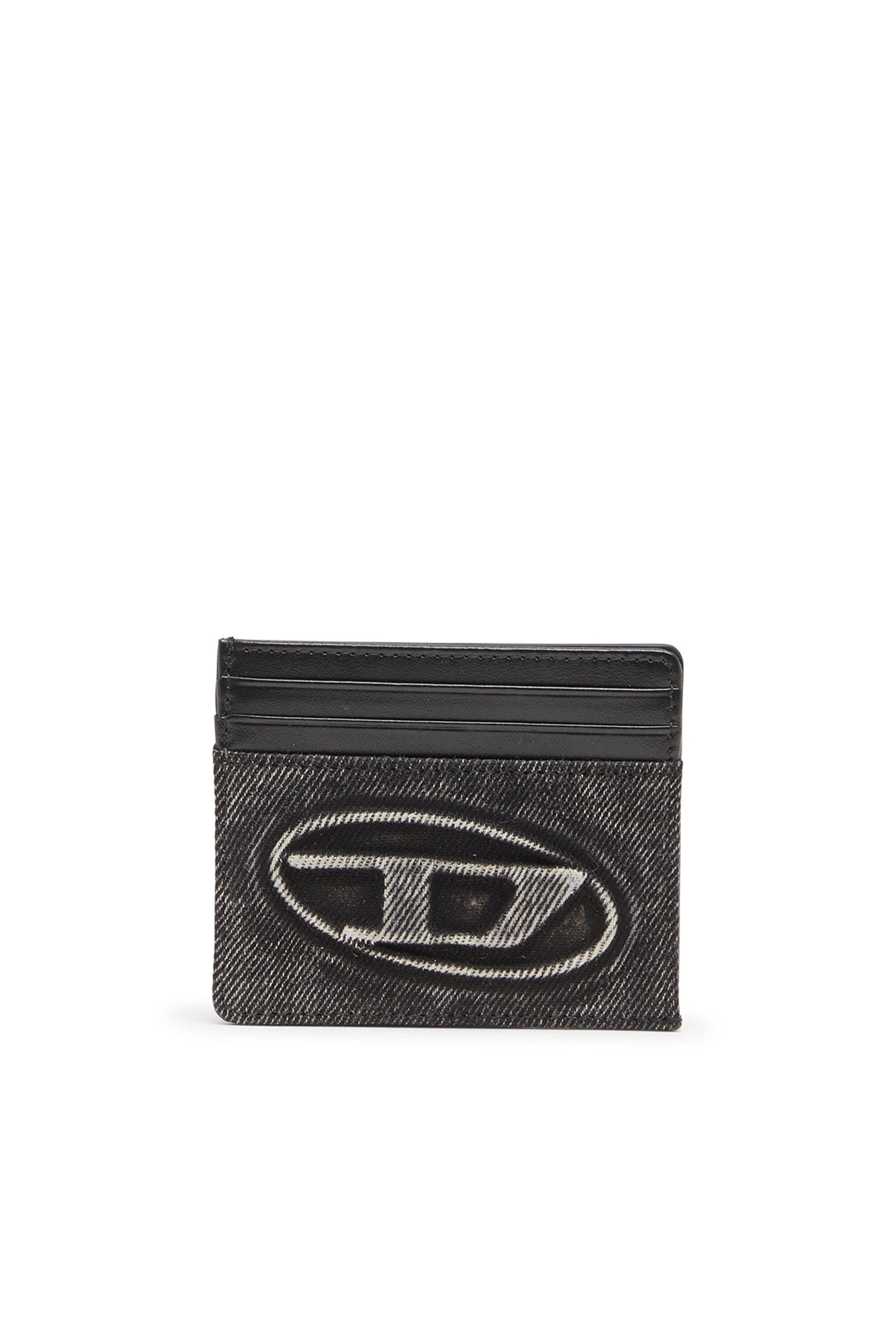 Women's Card holder in washed cotton and leather Grey