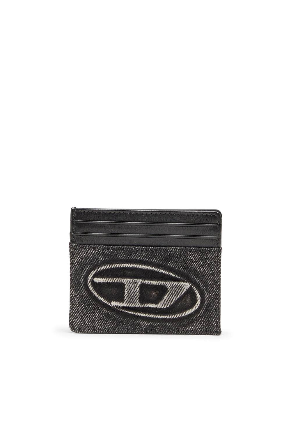 Women's Card holder in washed cotton and leather Grey
