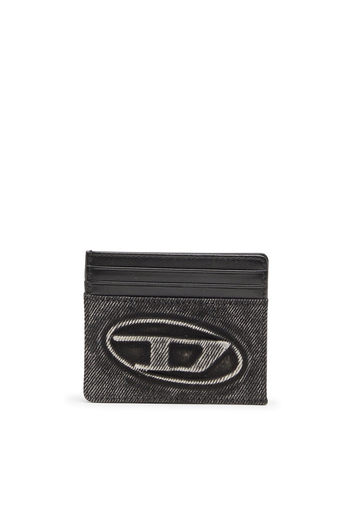 Women's Card holder in washed cotton and leather Grey