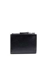 Women's Leather wallet with embossed chain motif Black