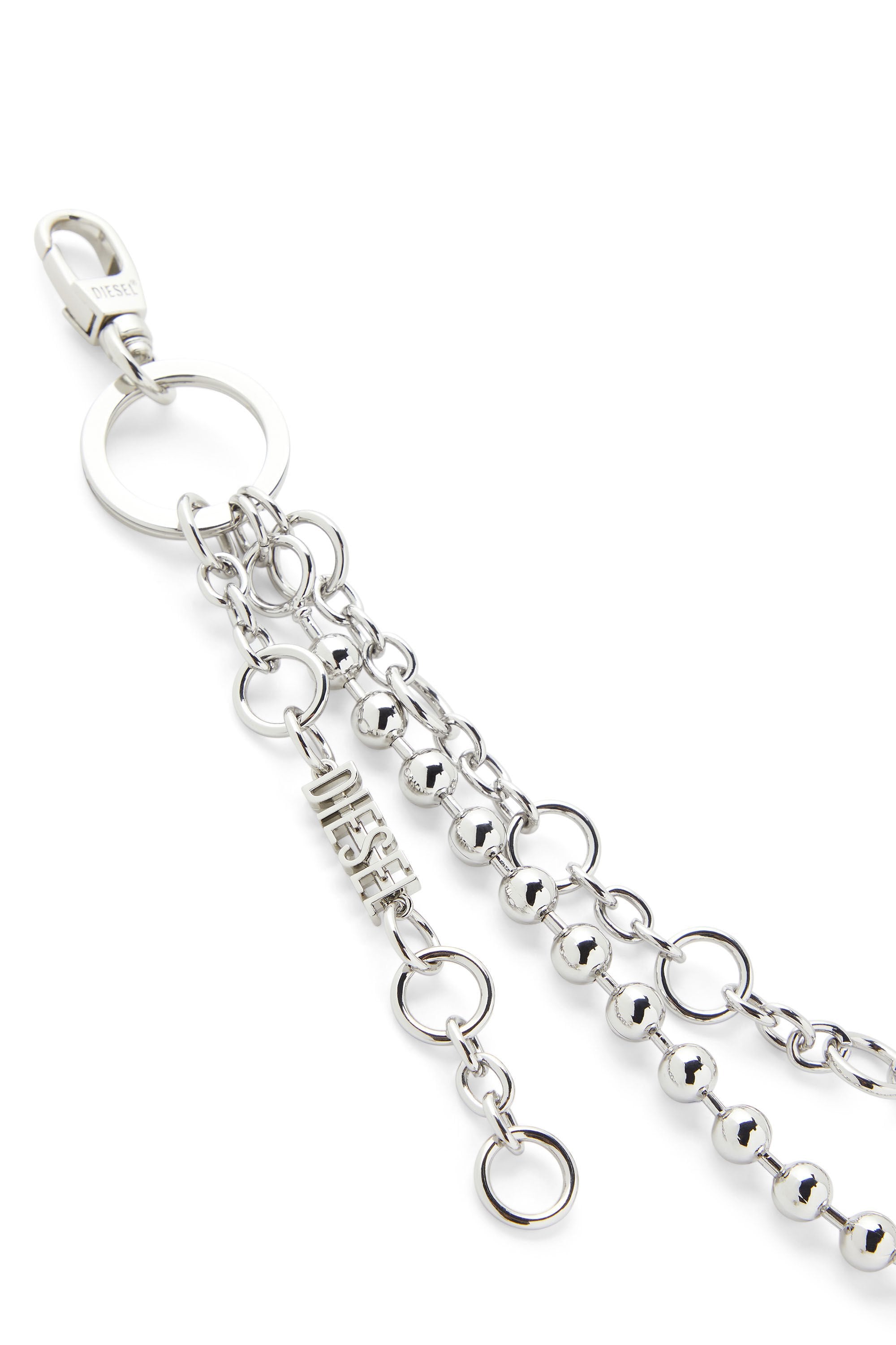 Women's Layered chain charm with heart and Diesel pendant Silver